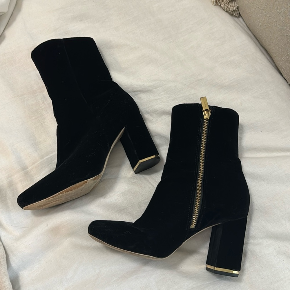 Michael Kors Velvet Booties w Gold